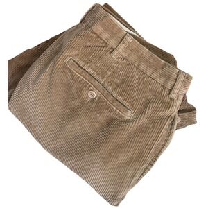Brooks Brothers 38x34 Corduroy Elliot Pleated Cuffed Pants Trousers‎ Wale Tan